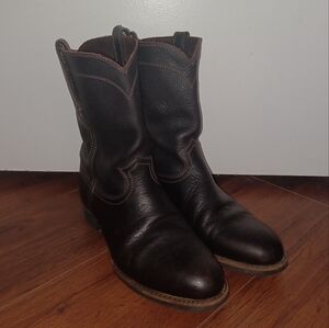 SOLD - Frye Western Dark Brown/Black Leather Boots Size 11.5 M US Mens